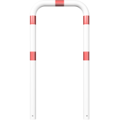 Guard hoop |  76 x 2,6 mm | without cross bar | for casting in concrete | total width: 750 mm | total height: 1500 mm | hot-dip galvanized and white coatedwith red reflecting stripes